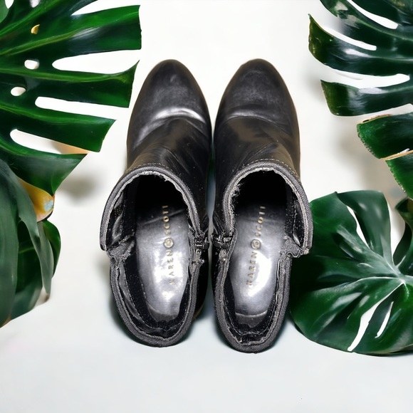Karen Scott Black Faux Leather Ankle Boots | Size 6.5 | Zip & Block Heel - Picture 3 of 3